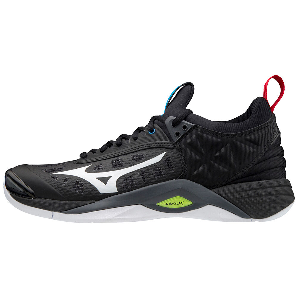 Mens Mizuno Wave Momentum Volleyball Shoes Black/White/Yellow Philippines (IEQAXT504)